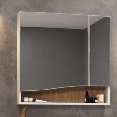 Imagem de Armário Espelheira para Banheiro 80cm Lille Branco/Tauari - Móveis Bos