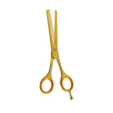 Imagem de Tesoura Desbaste Para Cabelos 6.0, Aço Inox Japones Dourado - Dilcinti