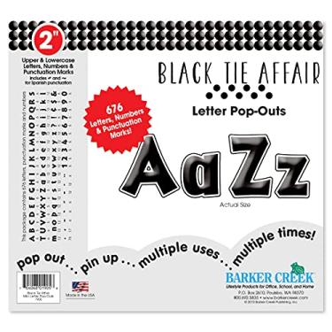 Imagem de Barker Creek Letras Pop-Outs, 5 cm Black Tie Affair, Letras de designer multicoloridas para quadros de avisos, salas de descanso, áreas de recepção, placas, monitores e muito mais