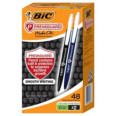 Imagem de BIC Lapiseira PrevaGuard Media Clic #2, ponta média (0,7 mm), 48 unidades, escrita suave, contém proteção integrada no lápis
