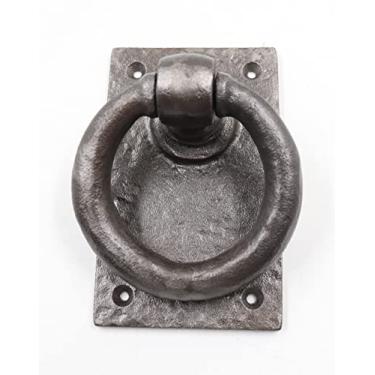 Imagem de The Metal Magician Aldrava de porta de ferro fundido preto antigo – Preto 3