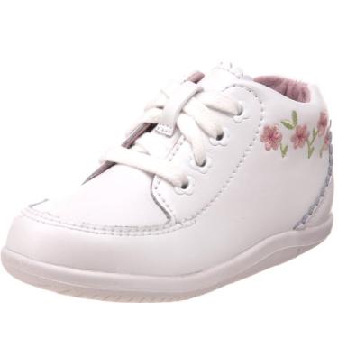 Imagem de Bota Emilia para beb s e meninas pequenas Stride Rite SRT, Branco, 5 Wide Toddler