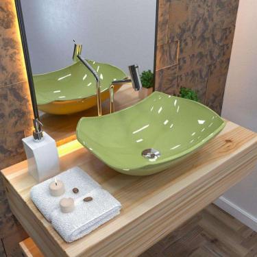 Imagem de Kit Cuba L42 com Válvula Click Botão 1``B (2,6cm) Verde Acqua