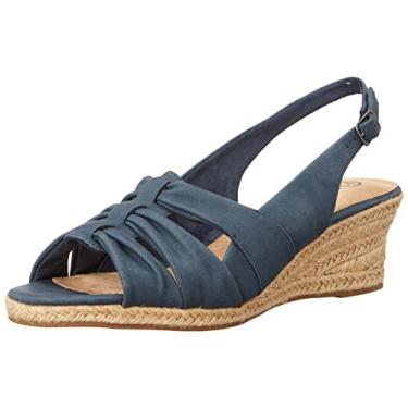 Imagem de Bella Vita Sandália feminina Cheerful Wedge, Estampa de linho azul-marinho, 42