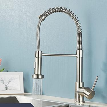 Imagem de Torneira de Pia de Cozinha Preto Fosco Torneira de Cozinha Punho Único Torneira Misturadora 360 Rotação Torneira Cozinha Torneira Misturadora,Níquel,Mangueira Cinza,China