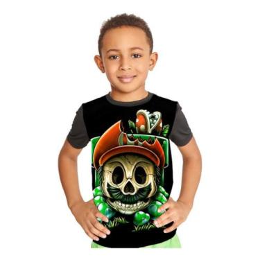 Imagem de Camiseta Infantil Caveira Mario Bros Skull Ref:111 - Smoke