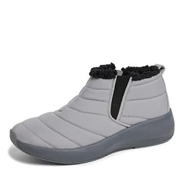 Imagem de Dearfoams Bota feminina confortável original Naomi Wedge Bota no tornozelo, Cinza médio, 38