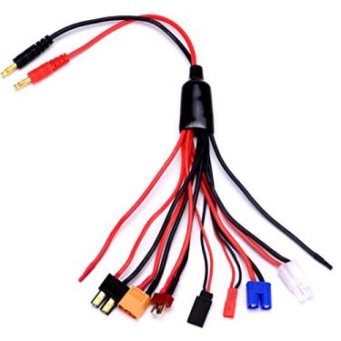 Imagem de FPVDrone RC Lipo Battery Charger Connector Adapters 9 in 1 Splitter Cable 4.0mm Banana Plug to JST T Plug XT60 EC3