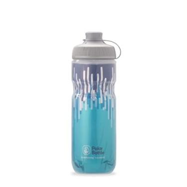 Imagem de Polar Bottle Garrafa de água isolada Breakaway Muck Mountain Bike - livre de BPA, garrafa de compressão de ciclismo e esportes com capa contra poeira (zíper - azul ardósia e turquesa, 590 g)
