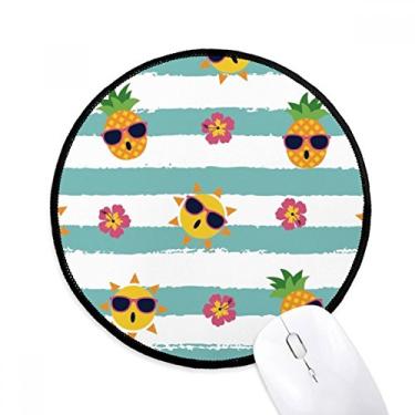 Imagem de DIYthinker Abacaxi Sol Vidro Flor Rio Mouse Pad Desktop Escritório Tapete Redondo para Computador
