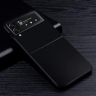 Imagem de Estojo de madeira com textura para Samsung Galaxy Z Flip3 Flip4 5G Capa preta rígida para celular Z Flip 3 4 PC de luxo Shell Flip3,BAB094,13, para Samsung Z Flip4 5G