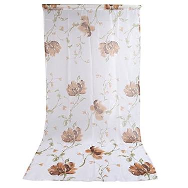 Imagem de OKJHFD Gaze Cortina Tinta Impressão Flor Bordada Janela Cortina Transparente para Sala de Estar Quarto (200x100cm/78.8x39.4in)