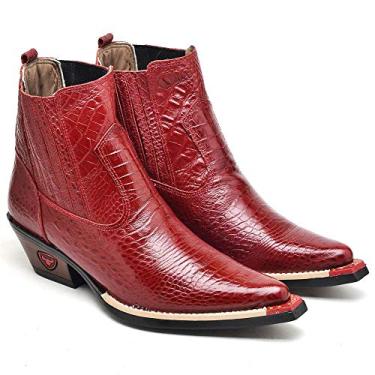 Imagem de Bota Texana Masculina Couro Com textura Country Dia a Dia