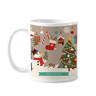 Imagem de Luvas de árvore de boneco de neve de Natal Caneca de cerâmica Copo de porcelana de café