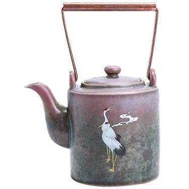 Imagem de PAYNAN Chaleira de cerâmica com padrão de guindaste vermelho Chinese Traditions