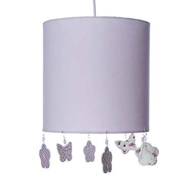 Imagem de Potinho de Mel Lustre Tubular Borboletas E Flores Quarto Bebê Infantil Menina Lilás