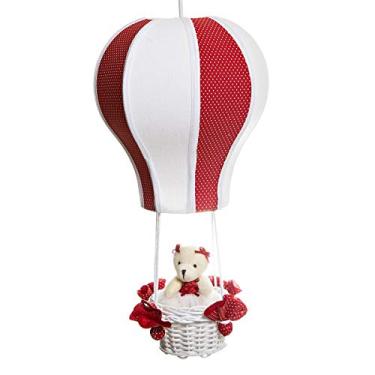 Imagem de Lustre Balão Cintura Ursa, Quarto Bebê Infantil Menina, Potinho de Mel, Vermelho