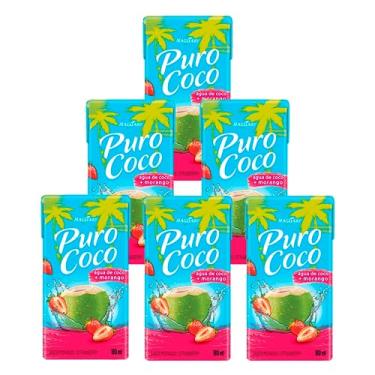 Imagem de Água de Coco Puro Coco Morango 180ml 6 Unidades