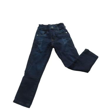 Imagem de Calça Jeans Azul detalhe riscado Infantil Masculina Menino 1 A 10 Anos