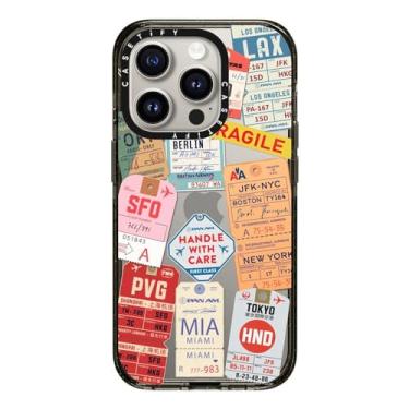 Imagem de CASETiFY Capa Impact para iPhone 15 Pro [4X testado contra quedas de grau militar/proteção contra quedas de 2,5 metros] - impressões de adesivos - Airtags - preto transparente