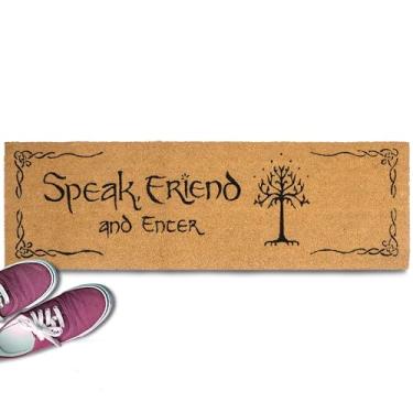 Imagem de Capacho Speak Friend and Enter 137 x 38 cm, tapete de porta longo engraçado trilogia para área coberta ao ar livre, fale amigo e entre, tapete de porta geeky grande, presente nerd engraçado, decoração