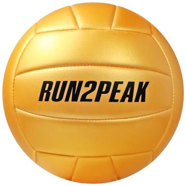 Imagem de RUN2PEAK Bola de vôlei dourada tamanho 5 bolas de vôlei macias para ambientes internos e externos, praia, piscina, jogos, bolas de vôlei, presentes para treinadores, adultos, jovens, times iniciantes,