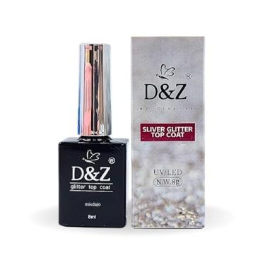 Imagem de Top coat para unha em gel D&Z com glitter prateado silver 8g