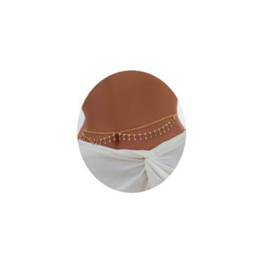 Imagem de Corrente de barriga de strass em camadas com borlas de cristal corrente de cintura ajustável multicamadas sexy biquíni corrente de joias acessórios para mulheres e meninas, One Size, Liga metálica,