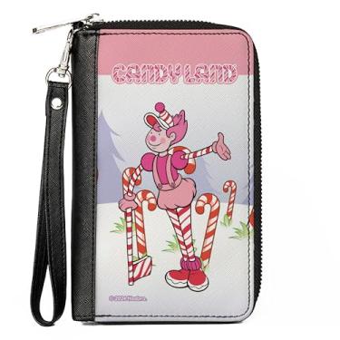 Imagem de Buckle-Down Carteira Hasbro, zíper ao redor, Candy Land Mr. Mint Peppermint Forest Pose multicolorida, couro vegano, Multicor, 7.5"x4.5", Casual