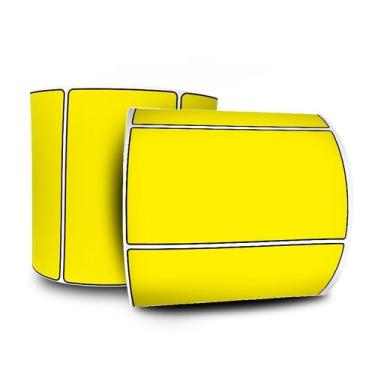 Imagem de Etiquetas Adesivas 100x50 mm Amarela Couchê 10 Rolos + 5 Ribbons Cera 