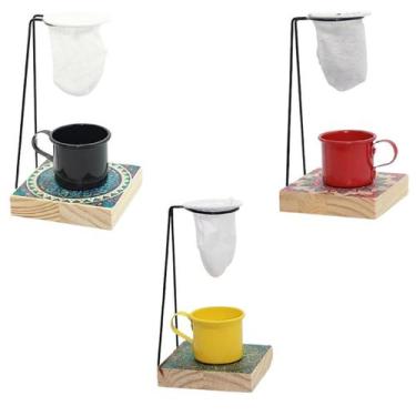 Imagem de Mini Coador Café c/ Xícara 80 ml Suporte Mariquinha Kit c/ 3 Unids - G