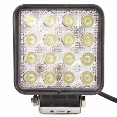 Imagem de Farol Auxiliar Led Quadrado 16 Leds 3W 48 Watts base grossa 6000K 12V/