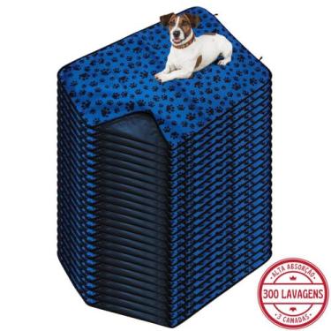 Imagem de Kit com 24 Fraldas de Cães p/Chão 100x70 Patinha Azul c/Ganchos - 300 