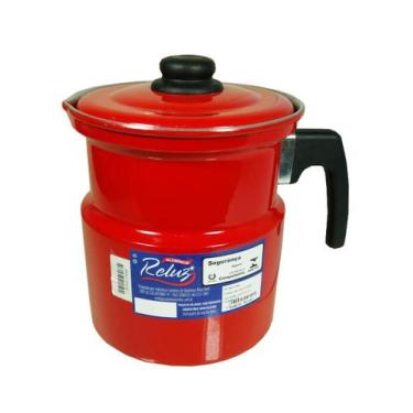 Imagem de Leiteira Fervedor Com Apito Vermelha Esmaltada 2.3L Reluz