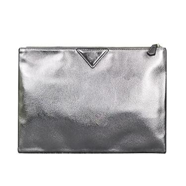 Imagem de NIGEDU Bolsa de mão feminina grande de couro PU grande bolsa de mão brilhante para festa noturna, Prata, Large