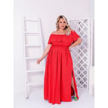 Imagem de Vestido feminino longo plus size festa fenda casamento convidada - Sna