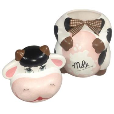 Imagem de Vaca Porta Bombom Baleiro Vaquinha Milk Ceramica - Decore Casa