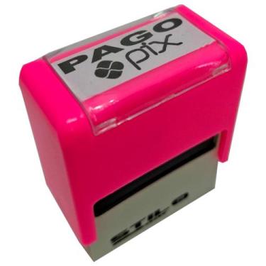 Imagem de CARIMBOS AUTOMÁTICOS PAGO PIX - MEDIDA 38x14MM - Stilo, ROSA NEON