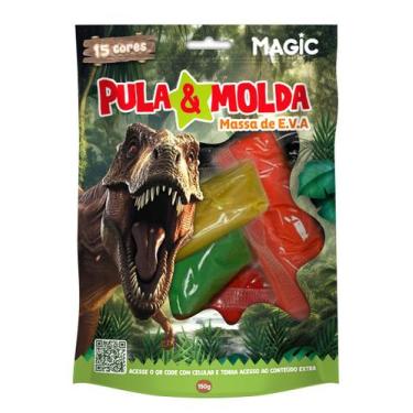 Imagem de Massa de E.V.A Pula e Molda 15 Cores e 150g Magic Kids Dinossauro