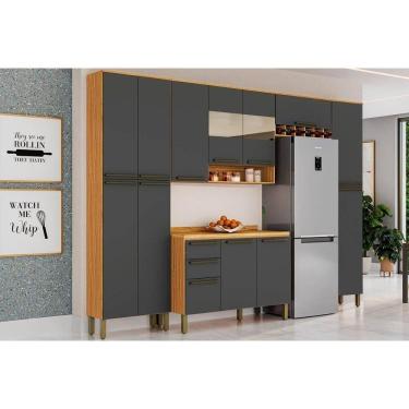 Imagem de Cozinha Completa Nápoli  5 Peças (2 Armários + 1 Balcão + 2 Paneleiros) C5P04 Amendoa/C...