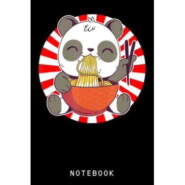 Imagem de Kawaii Cute Anime Panda Eating Ramen Noodles Lover Journal Notebook: College Ruled Lined 6"x9" - 120 Pages, Cute Kawaii Anime Journal Or Notepad For Sketching And Writing, Gift For All Anime Lovers