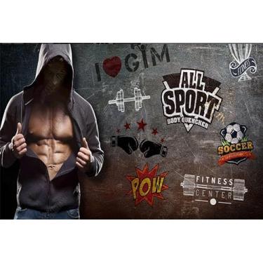 Imagem de Lcythiazole Murais de papel de parede de tamanho personalizado: mural de papel de parede de ginástica, arte de parede de academia, mural de salão esportivo, papel de parede 3D grande, mural