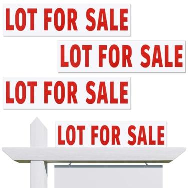 Imagem de Wonderjune 4 peças, lote de 15 x 61 cm para venda, placa dupla face, para venda de imóveis, placa de plástico impresso UV, impermeável, ondulado, agente de casa aberta, agente de varejo, garagem,