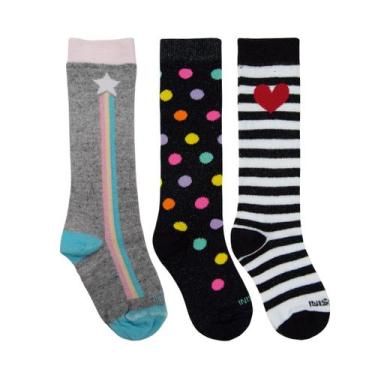 Imagem de Kit 3 Meias 3/4 Infantil Cano Longo Colorida Galocha Patins - Rossini,