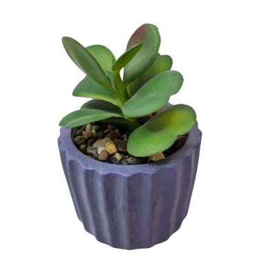 Imagem de Vaso com Suculentas Artificiais Decorativo Roxo 10 cm