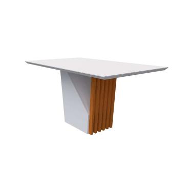 Imagem de Mesa de Jantar Retangular com Tampo de Vidro Veneza Off White e Ype 160 cm