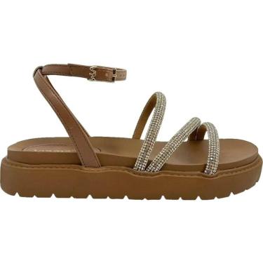 Imagem de Sandália Feminina Papete Casual Dia a Dia Conforto com Strass Via Marte 176-006