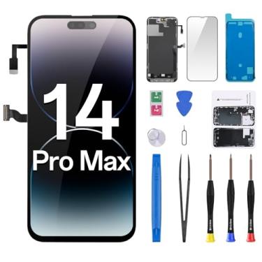 Imagem de CYKJGS Para iPhone 14 Pro Max tela de substituição com sensor de proximidade fone de ouvido cabo flexível 17.0 cm 3D Touch LCD Display digitalizador conjunto completo kit de ferramentas de reparo de