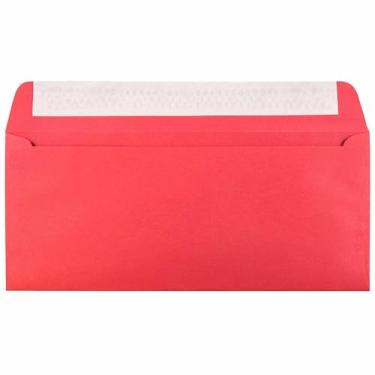 Imagem de Envelopes com aba quadrada #10 com descascar e pressionar (4 1/8 x 9 1/2) - Vermelho rubi (50 qt.)
