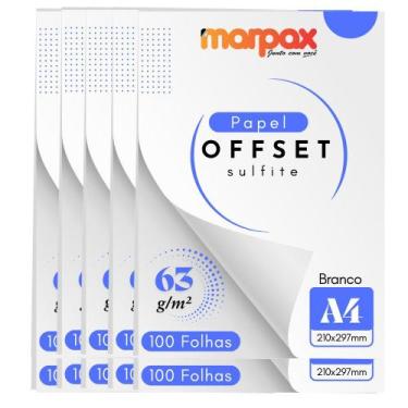 Imagem de Papel Offset 63g A4 210x297mm Branco Liso Marpax 1000fls